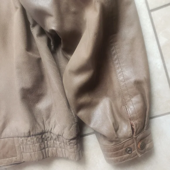 Reed Sportswear Vintage brown Leather Bomber Jacket Brown removable liner 48L